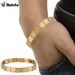 Bracelets Rainso Pure Titanium Bracelet Magnetic Health Bio Energy Improve Sleeping Bracelets For Men 4in1 Bracet Bangle Jewellery