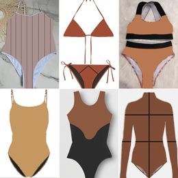 Fashion Designer Women Bikini Set Hot Plaid Letters Swimwear Youth Girls Monokini Swimsuit Sexy Classic Brown One Piece Bandage Bathing Suit Swim Push Up Thongs