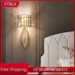 Wall Lamp French Crystal Light Bedsides Luxury LED Sconce Living Room Aisle Bathroom Decorative 110V 220V Copper