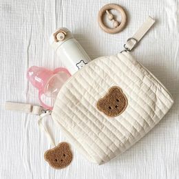 Cosmetic Bags Quilted Mummy Storage Bag Embroidery Changing Large Capacity Cute Cotton Portable Soft Warm Cartoon Shape For Baby Accessory