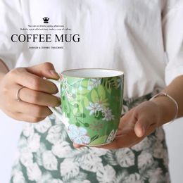 Mugs Bone China Mug Ceramic Pastoral Couple Large Capacity Coffee Tea Milk Water Cup Home Office Drinkware Gift