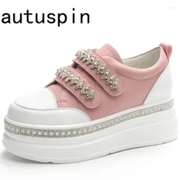 Casual Shoes AUTUSPIN 6cm Platform Female Hidden Heels Fashion Design Office Ladies Genuine Leather Vulcanize Sneakers Women