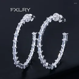 Hoop Earrings FXLRY White Cubic Zirconia Circle Earring Fashion Jewelry For Women Charming