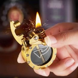 Transparent Oil Tank Metal Kerosene Lighter Mechanical Rocker Open Flame Lighter Smoking Accessories Lighters Hot