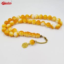 Clothing Big beads Tasbih 33 round 16mm yellow resin muslim prayer beads Islamic rosary misbaha turkish bracelet ramadan eid gifts