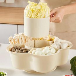 Plates Fruit Vegetable Plate Pot Side Dish Grade Plastic Double-layer Drain Basket Rotating Washing Kitchen Tool