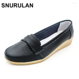 Casual Shoes SNURULAN Woman 2024 Genuine Leather Women Flats 4Colors Loafers Slip On Women's Flat Moccasins