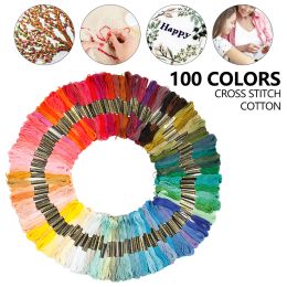 Strands 100pcs Mix Colours Embroidery Thread Cotton Sewing Skeins Craft Cross Stitch Floss Kit Line DIY Tools Make Bracelets