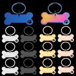 Tags Wholesale 20/50/100PCS Pet ID Tag Personalised Bone Dog Cat ID Collar Stainless Steel Kitten Puppy Necklace Chain Accessories