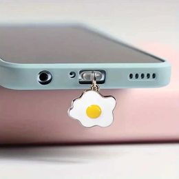 Cell Phone Anti-Dust Gadgets 1 oil drop fried egg phone dust plug pendant pouch egg suitable for iPhone Samsung type-c interface Y240423