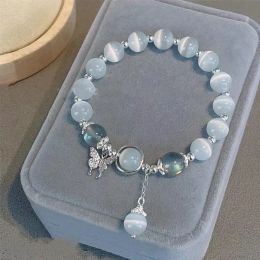 Strands Original Opal Sea Blue Treasure Moonlight Crystal Bracelet Light Luxury Elastic Bracelet for Girls Women Jewellery Accessories