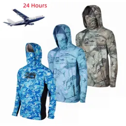 Accessories PELAGIC Fishing Shirts Upf 50 Long Sleeve Hooded Face Cover Camisa Pesca Quick Dry Tops UV Protection Fishing Face Mask Clothes