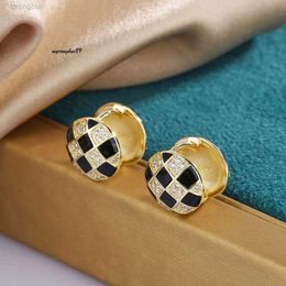 jewelery earrings for woman Black and White Checked Oil Dropping Earrings Round Microinlaid Zirconia Delicate Online Red Live with the Same Versatile for Women 5UX