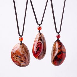 Natural Water Drop red black agate jade crystal raw stone polished Stone Pendant Necklace for Women Party Jewelry Gift