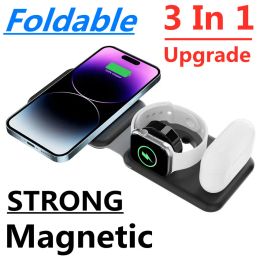 Chargers 15W 3 in 1 Magnetic Wireless Charger Fast Charging For iPhone 12 13 14 Pro Max Apple Watch Airpods Pro Dock Station Foldable