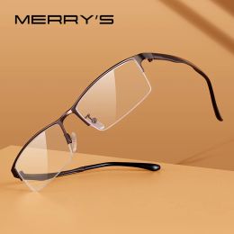 Frame Merrys Design Titanium Alloy Men Glasses Frame Tr90 Legs Myopia Prescription Eyeglasses Half Optical Frame Business Style S2201