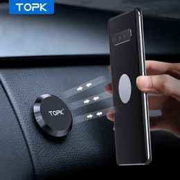 Cell Phone Mounts Holders TOPK Magnetic Car Phone Holder Car Mount for Windshield and Dashboard Magnetic Wall Holder for Cellphones Y240423