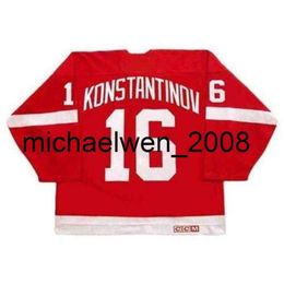 Kob Weng VLADIMIR KONSTANTINOV Red 1995 CCM Vintage Hockey Jersey All Stitched Top-quality Any Name Any Number Any Size Goalie Cut