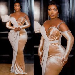 2024 Mixed Colors Prom Dresses for Black Women Plus Size Promdress for Special Occasions Illusion Sheer Neck Long Sleeves Beads Birthday Dress Engagement Gown AM754