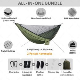 Camp Furniture 2 Person Camping With Mosquito Net Naturehike Ultralight Equipment Swing For Adults Outdoor Garden Furniture Hanging Hammock Y240423