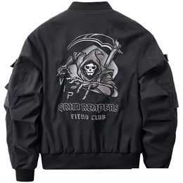 Giacche da uomo Grim Reaper Reaper Oversize Godic God Of Death Streetwear Y2K Cappello Cyberpunk Motorcycle Bomber Giacca per dhs8h