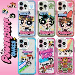 Cell Phone Bumpers Cartoon Powerpuffs Girls Phone Case For iPhone 15 14 13 12 Mini 11 Pro Max X XR XS SE 7 8 Plus Soft Transparent Cover Girl Gift Y240423