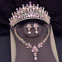 Necklaces Crystal Crown Necklace Earring Sets Luxury Bridal Jewellery Sets for Women Wedding Dress Prom Tiaras Bride Dubai Jewellery Sets