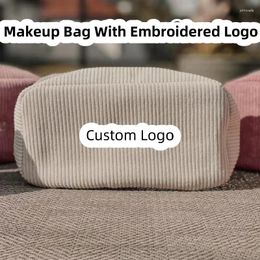 Cosmetic Bags Corduroy Makeup Bag Custom Embroidered Comestic Storage Travel Pratical Gift Toiletry Organizer