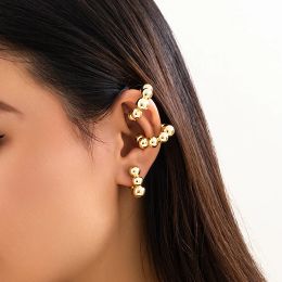 Earrings 1Pair Unique Punk CCB Ball Beads Clip Earrings for Women Trendy No Piercing Ear Cuff Fake Cartilage Earring Jewellery Accessories