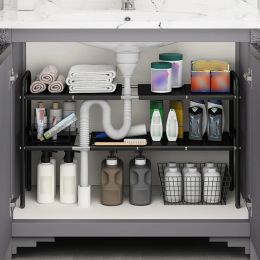 Racks Shelf Under The Sink Flexible Layered Rack Cabinet Organiser Sundries Telescopic Holder Countertop Storage Rack Under Sink Shelf