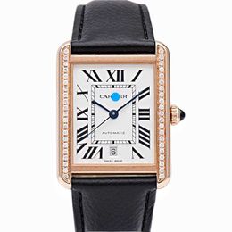 Dials Working Automatic Watches carter Tank Large Room Rose Gold Rear Diamond Mechanical Mens Watch W5200026