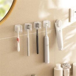 Heads 5PC Toothbrush Rack WallMounted Holder Space Saving Toothbrush Stand Rack Organiser With Lid Selfadhesive Bathroom Accessories