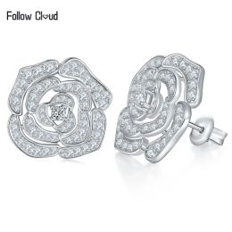 Earrings Follow Cloud 1.18ct Flower Shape All Moissanite Stud Earrings for Women Sparkling Simulated Diamond Jewelry 925 Sterling Silver