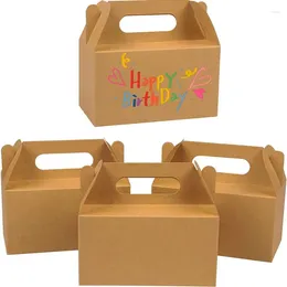 Gift Wrap Brown Party Treat Boxes 12PCS Candy Cake Box Gable Goodies For Birthday Baby Shower Wedding