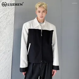 Men's Jackets LUZHEN Fashion Color Contrast Design Casual Jacket High Street Trendy Outerwear 2024 Korean Reviews Many Clothes LZ2877