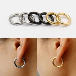 Earrings 1 Pair No Pierced Fake Hoop Earrings Classic Punk Stainless Steel Circle Hoops Clip On Ear Earrings for Men Women Without Hole