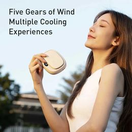 Other Appliances 2024 new 1800mAh handheld mini fan multifunctional neck mounted fan 5-speed USB charging fan with display screen J0423