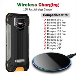 Chargers 15W Fast Qi Wireless Charging Pad for Doogee S98 S99 S100 S95 S96 GT S97 S88 S89 Pro V20 V30 Wireless Charger Breathing Light