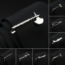 Clips 2022 Gold Silver Colour Chrome Stainless Tie Clips Axe Car Shovel Metal Tie Clip F or Men Tie Bar Necktie Clips Pin Jewellery Decor