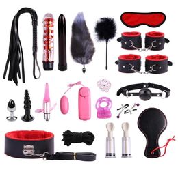 Bondage Kit Adult Games Set Gag Handcuffs Anal Plug Whip Restrain ropes Blindfold BDSM Sex toys for Couples Y2004096968411