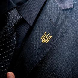 Brooches Classic Ukrainian National Emblem Brooch Stainless Steel Men Ukraine Symbol Badge Pins Jewellery Groom Wedding Accessories