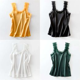 Sexy Sale Lace Tank Top Women Summer Casual Satin Silk Vest Backless Lace-up Basic Tops Black Sleeveless Camisole T-shirt 220316 -up s