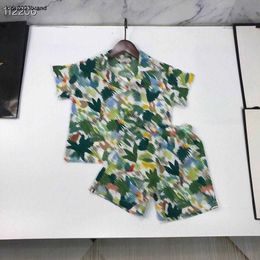 New kids designer clothes Summer Short sleeved suit boys shirt set baby tracksuits Size 90-150 CM Holiday style shirt and shorts 24April