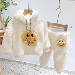 Sets Baby Boy Girl Hooded Clothes Set Sheeplike Infant Toddler Child Warm Fleece Home Suit Winter Spring Autumn Baby Clothes 15Y