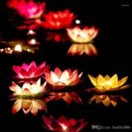 Decorative Flowers 2024 Artificial LED Floating Lotus Flower Candle Lamp With Colourful Changed Lights For Wedding Party Decorations Supplies