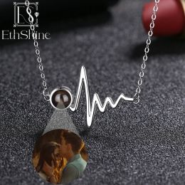 Necklaces EthShine 925 Sterling Silver Custom Photo Projection Necklace Picture Inside Personalized Memorial Christmas Gifts for Women