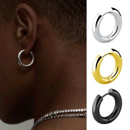 Earrings Men' s Earrings Stainless Steel Chunky Hoop Earrings For Man Round Circle Ear Hoops Punk Hip Hop Jewelry Couple Accessories