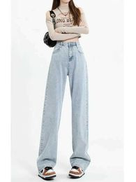 Dżinsy damskie niebieskie dżinsy kobiety damskie spodnie vintage dżinsy kobiety wysokiej talii strtwear dżins moda prosta spodnie żeńskie ubrania ubrania Y240422