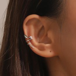 Earrings JWER Prevent Allergy Silver Color Snake Earrings Clip Vintage Rhinestone Zircon Design Geometric Party Jewelry 1 PC Ear Clip