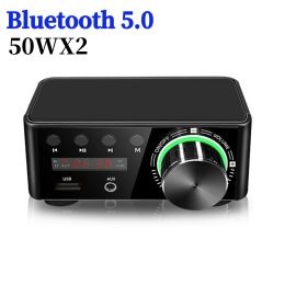 Amplifier 50Wx2 Mini Amplifier With Digital Display CS8673E HiFi Mini Amplifier Bluetoothcompatible 5.0 Plug and Play AUX TF Home Theater